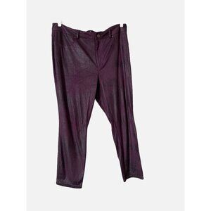 Curation Women Purple Faux Leather Zipper Front Straight Leg Pants Size 16W. New